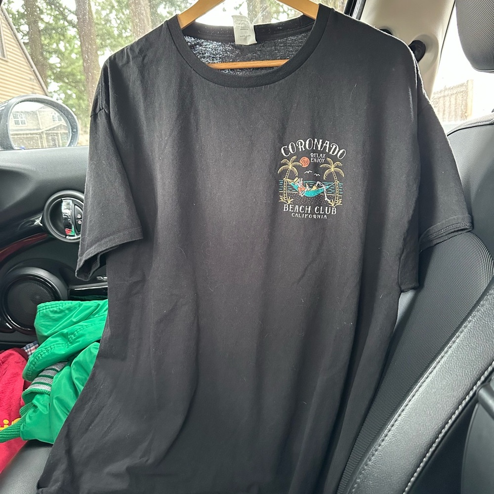 Hanes Black T-Shirt with Multicolor Coronado Beach Club Graphic